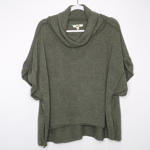 Kye Mi Womens Cowl Neck Sweater Size Medium Green Cropped Grunge - Picture 1 of 9